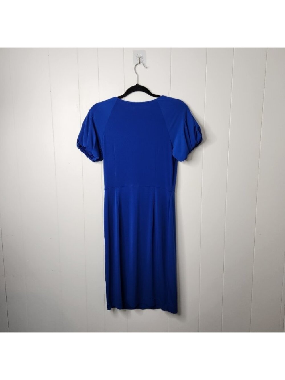 Calvin Klein Blue Short Sleeve Knee Length Dress Stretchy Wrap V-Neck Office - Picture 3 of 11